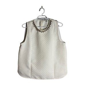 Chaus Women's Off-White Embellished Quilted Sleeveless Top